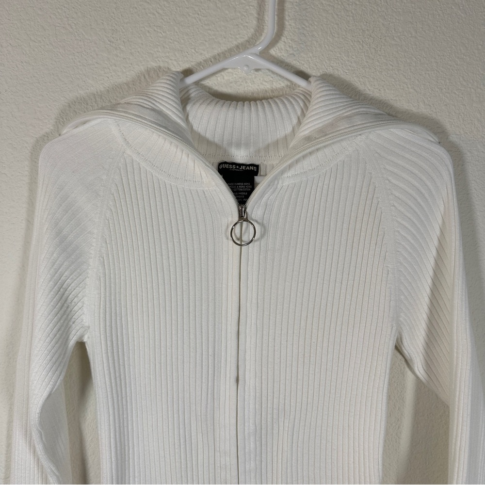 Guess Jeans full zip ribbed sailor sweater size large Y2K Bratz - Picture 5 of 6